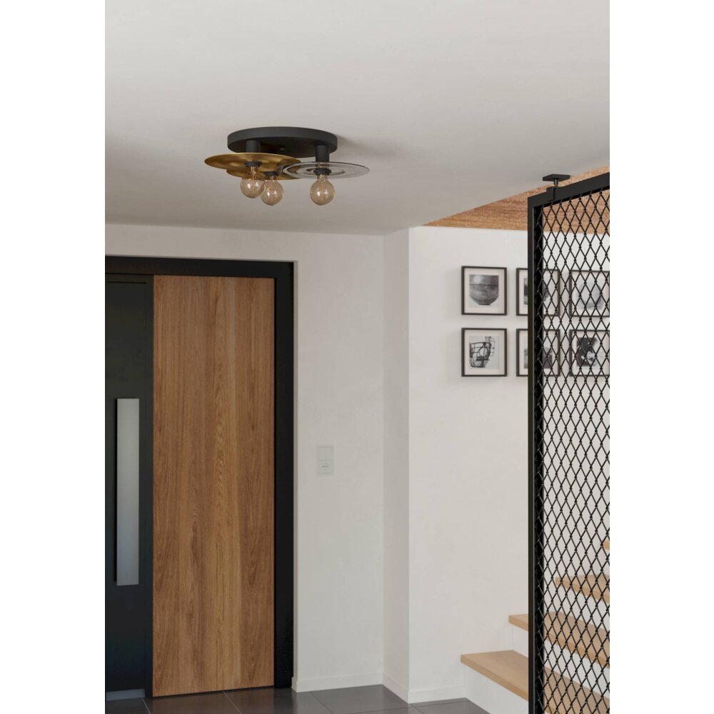 LINTMILL Plafonnier, Applique murale Luminaires Eglo Laiton, Noir, 3 lumières main product photo