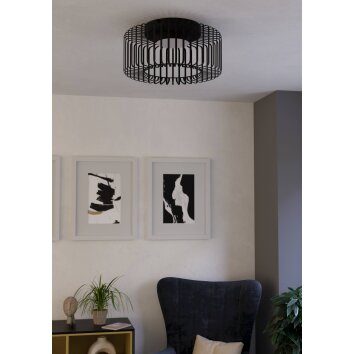 GINESTRONE-Z Plafonnier, Applique murale Luminaires Eglo LED Noir, 1 lumière, Changeur de couleurs