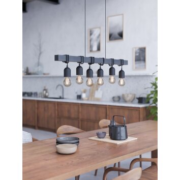 TOWNSHEND Suspension Luminaires Eglo Noir, 6 lumières