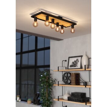 CONSETT Plafonnier Luminaires Eglo Brun, Noir, 6 lumières