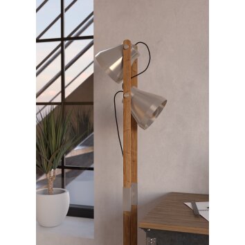 CAWTON Lampadaire Luminaires Eglo Brun, Acier brossé, 2 lumières