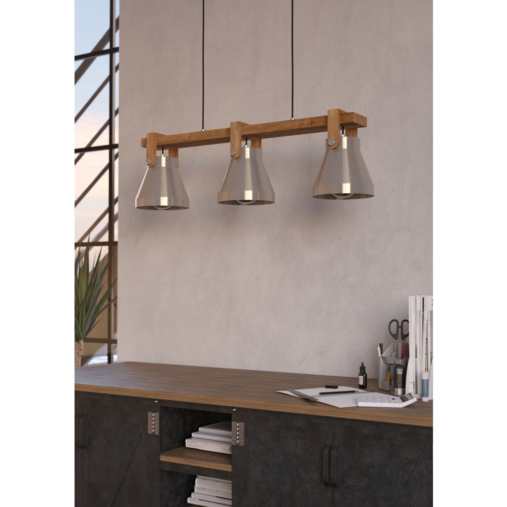 CAWTON Suspension Luminaires Eglo Brun, Acier brossé, 3 lumières main product photo