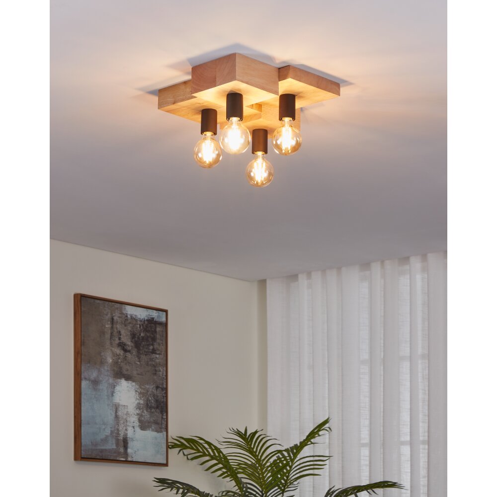HALKIN Plafonnier Luminaires Eglo Brun, Noir, 4 lumières main product photo