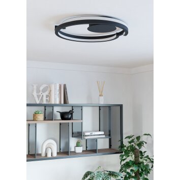 MEZZOMONTE Plafonnier Luminaires Eglo LED Noir, Télécommandes