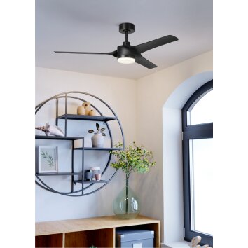 ORCUTT Ventilateur de plafond lumineux Luminaires Eglo LED Noir, Télécommandes ORCUTT Ventilateur de plafond lumineux Luminaires Eglo LED Noir, Télécommandes