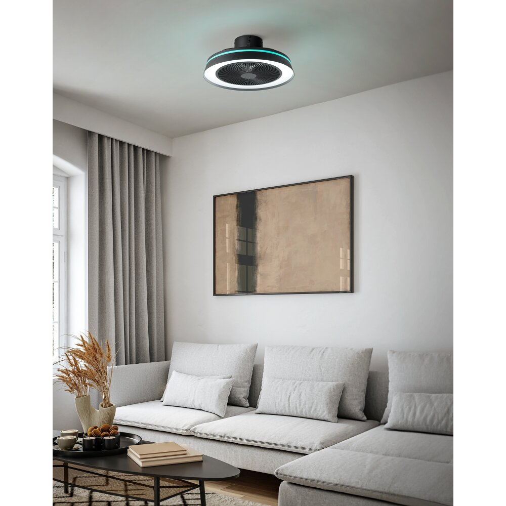 mit Ventilateur de plafond lumineux Luminaires Eglo LED Noir, Télécommandes, Changeur de couleurs main product photo