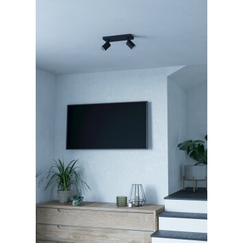 MELITELLO-Z Plafonnier, Spot de plafond Luminaires Eglo LED Noir, Changeur de couleurs