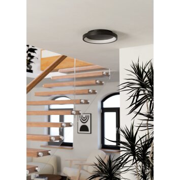 LORETELLO-Z Plafonnier Luminaires Eglo LED Noir, Changeur de couleurs