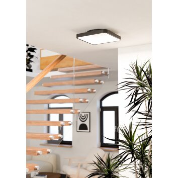 LORETELLO-Z Plafonnier Luminaires Eglo LED Noir, Changeur de couleurs