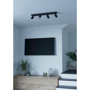 MELITELLO-Z Plafonnier, Spot de plafond Luminaires Eglo LED Noir, Changeur de couleurs
