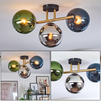 Gastor Plafonnier, Boule lumineuse Or, Noir, 3 lumières Gastor Plafonnier, Boule lumineuse Or, Noir, 3 lumières