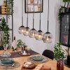 Ripoll Suspension, Boule lumineuse, Suspension Écru, Noir, 5 lumières