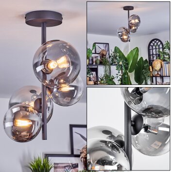 Chehalis Plafonnier, Boule lumineuse 33 cm Clair, Fumé, 4 lumières
