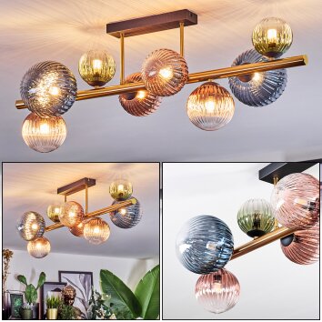 Chehalis Plafonnier, Boule lumineuse Or, Noir, 8 lumières