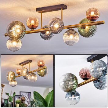 Chehalis Plafonnier, Boule lumineuse Or, Noir, 8 lumières