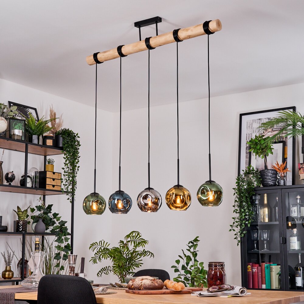 Ripoll Suspension, Boule lumineuse, Suspension Écru, Noir, 5 lumières main product photo