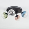 Chehalis Plafonnier, Boule lumineuse Bleu, Chrome, Vert, Clair, Cuivré, Fumé, 4 lumières