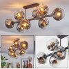 Ripoll Plafonnier, Boule lumineuse Chrome, Clair, Fumé, 8 lumières