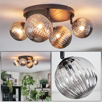 Chehalis Plafonnier, Boule lumineuse Fumé, 4 lumières