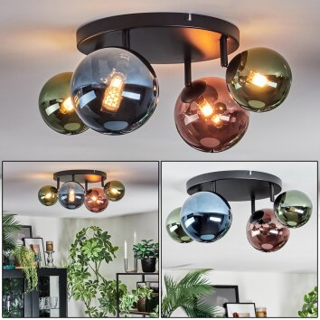 Chehalis Plafonnier, Boule lumineuse Bleu, Vert, Cuivré, 4 lumières
