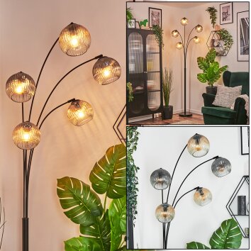 Ripoll Boule lumineuse, Lampadaire Ambre, Clair, Fumé, 5 lumières