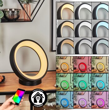 Delor Lampe à poser LED Noir, 1 lumière, Changeur de couleurs