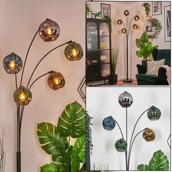 Ripoll Boule lumineuse, Lampadaire Bleu, Chrome, Or, Vert, Fumé, 5 lumières