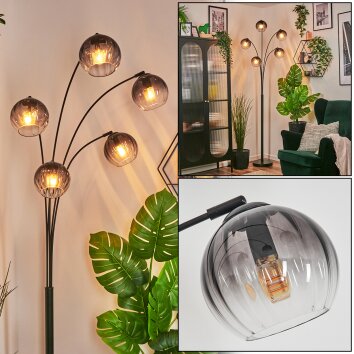 Koyoto Boule lumineuse, Lampadaire Clair, Fumé, 5 lumières