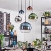Koyoto Suspension, Boule lumineuse, Suspension Bleu, Chrome, Vert, Clair, Cuivré, Fumé, 5 lumières