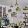 Koyoto Suspension, Boule lumineuse, Suspension Bleu, Chrome, Vert, Clair, Cuivré, Fumé, 5 lumières