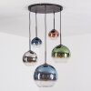 Koyoto Suspension, Boule lumineuse, Suspension Bleu, Chrome, Vert, Clair, Cuivré, Fumé, 5 lumières