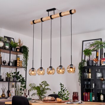 Ripoll Suspension, Boule lumineuse, Suspension Écru, Noir, 5 lumières