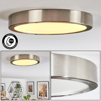 Finsrud Luminaire de salle de bain, Plafonnier, Panel LED Nickel mat, 1 lumière