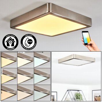 Finsrud Luminaire de salle de bain, Plafonnier, Panel LED Nickel mat, 1 lumière Finsrud Luminaire de salle de bain, Plafonnier, Panel LED Nickel mat, 1 lumière