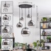 Ripoll Suspension, Boule lumineuse, Suspension Chrome, Clair, Fumé, 5 lumières