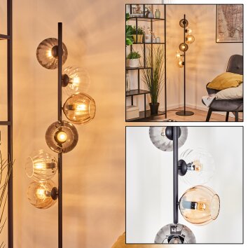 Koyoto Boule lumineuse, Lampadaire Ambre, Clair, Fumé, 6 lumières