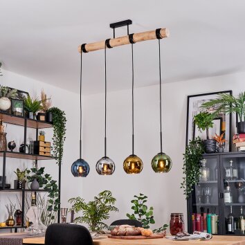 Koyoto Suspension, Boule lumineuse, Suspension Écru, Noir, 4 lumières