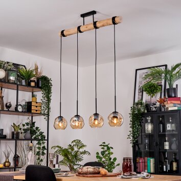 Ripoll Suspension, Boule lumineuse, Suspension Écru, Noir, 4 lumières