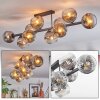 Ripoll Plafonnier, Boule lumineuse Chrome, Clair, Fumé, 10 lumières