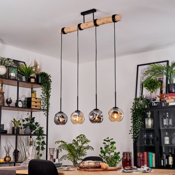 Ripoll Suspension, Boule lumineuse, Suspension Écru, Noir, 4 lumières