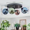 Chehalis Plafonnier, Boule lumineuse Bleu, Vert, Cuivré, 4 lumières