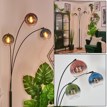 Koyoto Boule lumineuse, Lampadaire Bleu, Vert, Clair, Cuivré, 3 lumières