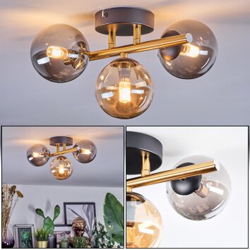 Chehalis Plafonnier, Boule lumineuse Or, Noir, 3 lumières