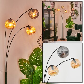 Ripoll Boule lumineuse, Lampadaire Ambre, Fumé, 3 lumières