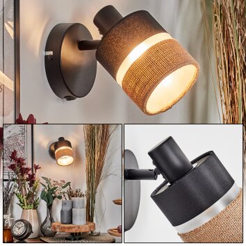 Fallhagen Applique murale, Spot mural Noir, 1 lumière