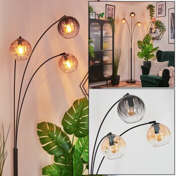 Koyoto Boule lumineuse, Lampadaire Ambre, Clair, Fumé, 3 lumières