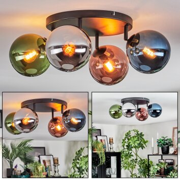 Gastor Plafonnier, Boule lumineuse Bleu, Chrome, Vert, Cuivré, Fumé, 4 lumières