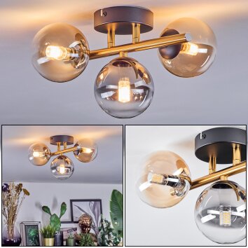 Chehalis Plafonnier, Boule lumineuse Or, Noir, 3 lumières