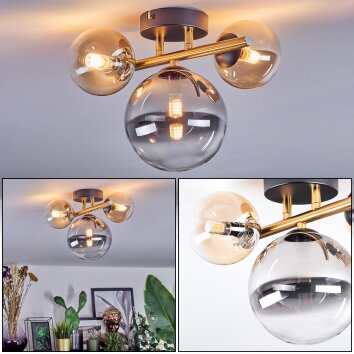 Chehalis Plafonnier, Boule lumineuse Or, Noir, 3 lumières