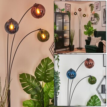 Gastor Boule lumineuse, Lampadaire Bleu, Vert, Cuivré, 3 lumières